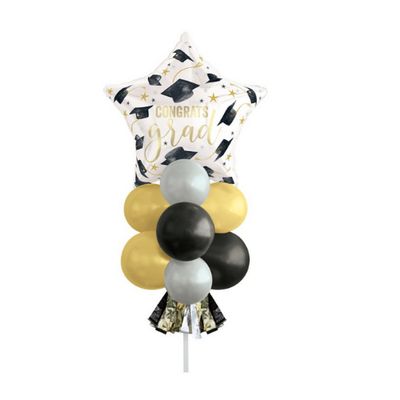Golden Star Graduation Foil &amp; Latex Balloon Yard Sign Kit – 11pcs