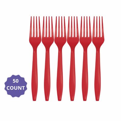 Red Premium Heavyweight Plastic Forks – 50ct