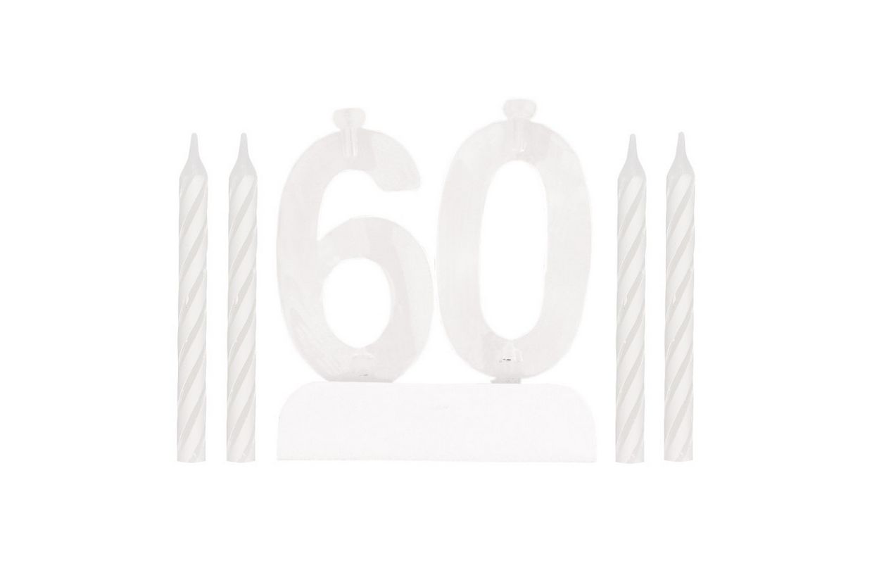 Number 60 Flashing Holder with Birthday Candles