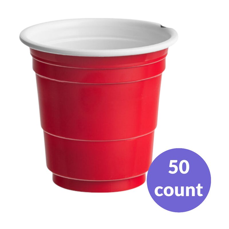 2 oz. Red Plastic Shot Cup - 50/Pack