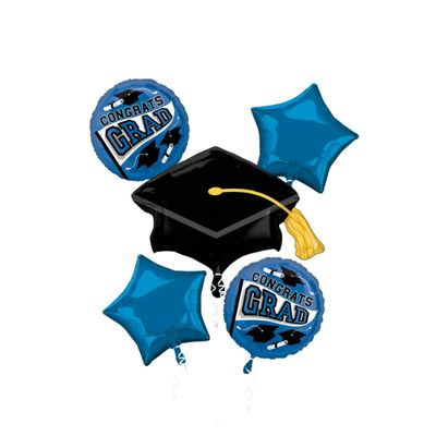 Congrats Grad – Be True To Your School Blue Balloon Bouquet – 5 Pc Set Congrats Grad – Be True To Your School Blue Balloon Bouquet – 5 Pc Set