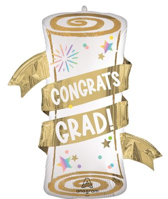 Pastel Grad Party Diploma Supershape Foil Balloon