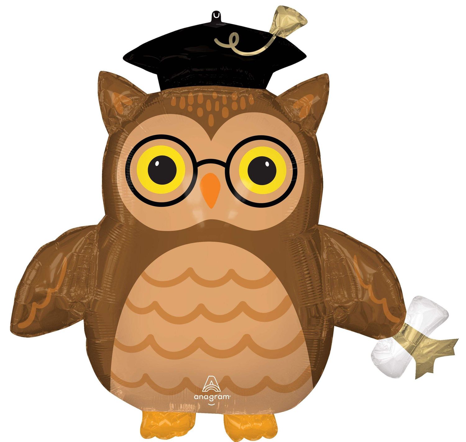 Owl Satin Foil Balloon, Brown, 32-in, Helium Inflation &amp; Ribbon Included