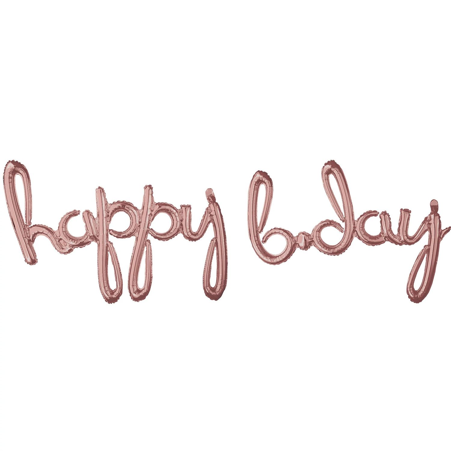 Cursive Script "HAPPY BDAY" Rose Gold Balloon Phrase – Air-Fill Only