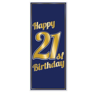 21st Birthday Plastic Door Cover – 6' x 30" (All-Weather)