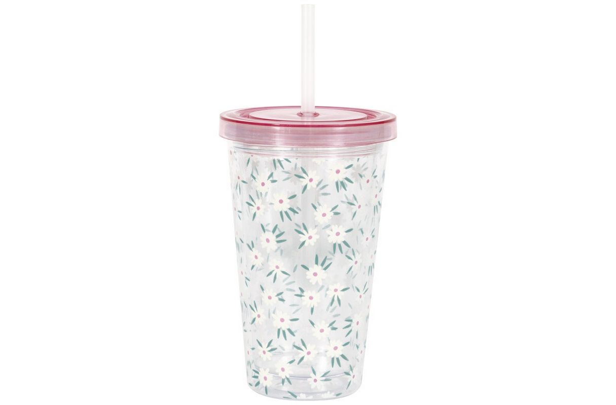 Spring Florals 16oz Plastic Tumbler with Straw