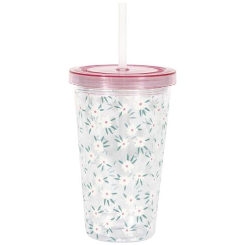 Spring Florals 16oz Plastic Tumbler with Straw