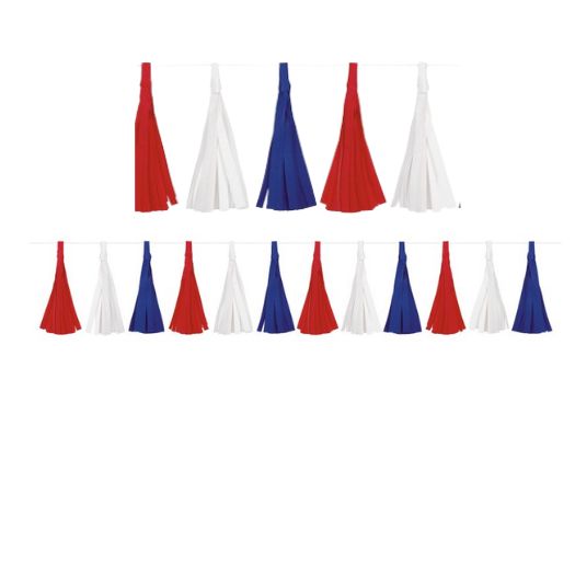 Patriotic Paper Tassel Garland  7 ft