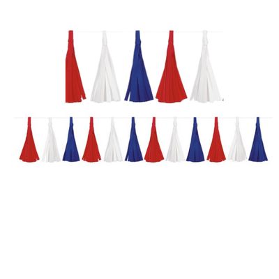 Patriotic Paper Tassel Garland  7 ft
