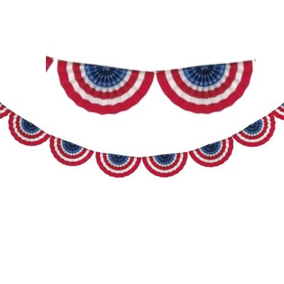 Patriotic Scalloped Paper Fan Garland  8 ft