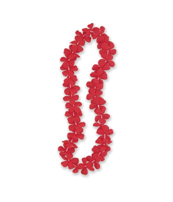 40" Flower Lei – Vibrant Tropical Elegance, Color: RED