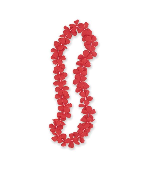 40" Flower Lei – Vibrant Tropical Elegance, Color: RED