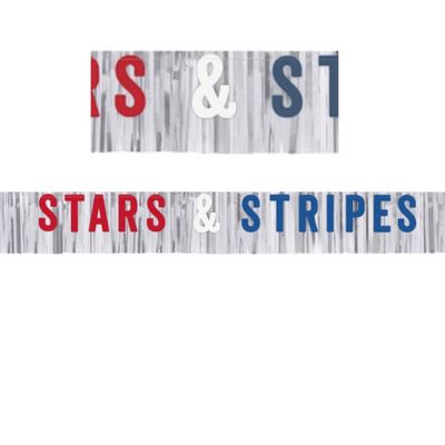 Silver Foil Fringe "Stars &amp; Stripes" Letter Garland  6 ft