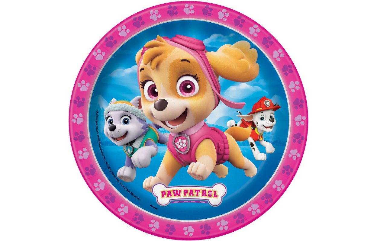 Paw Patrol Girl Round 7" Dessert Plates  8ct