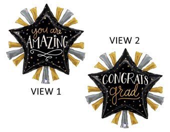 30" Satin Metallic "Congrats Grad" Star Balloon – Amazing Design