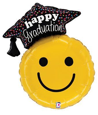 26" Large Shaped "Happy Graduation" Smiley Balloon