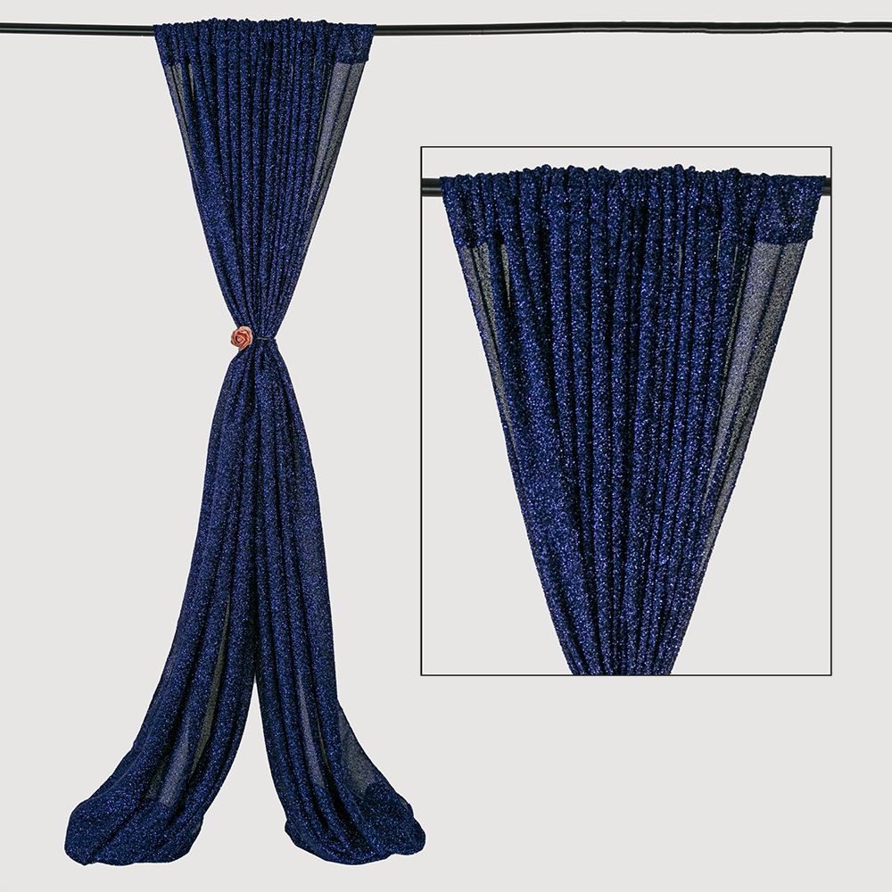 Shimmer Tinsel Backdrop Curtain – 58" x 10' (1 Pc/Pack), Color: Navy