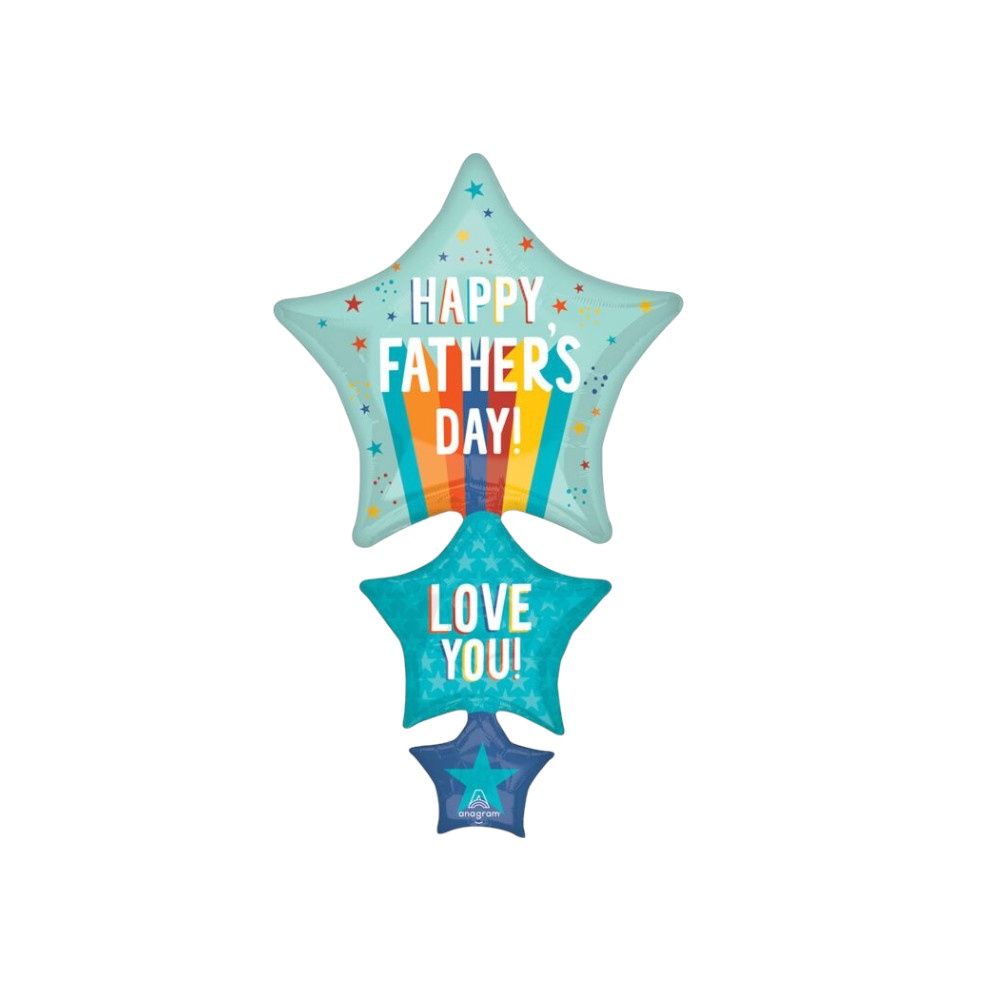 42" Happy Father's Day Stripes &amp; Stars Foil Balloon | Large Father's Day Balloon