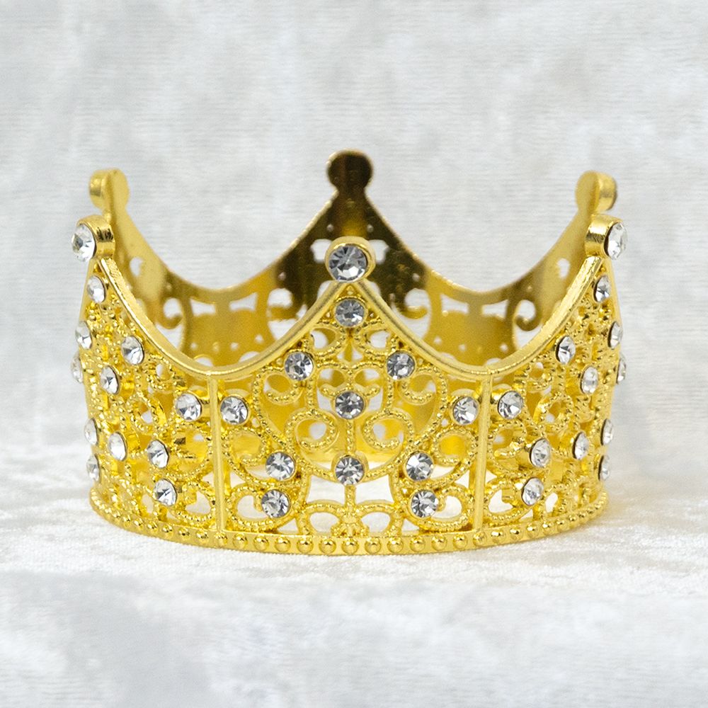 Mini Alloy Crown with Rhinestones – 3"D x 1.5"H, Color: Gold