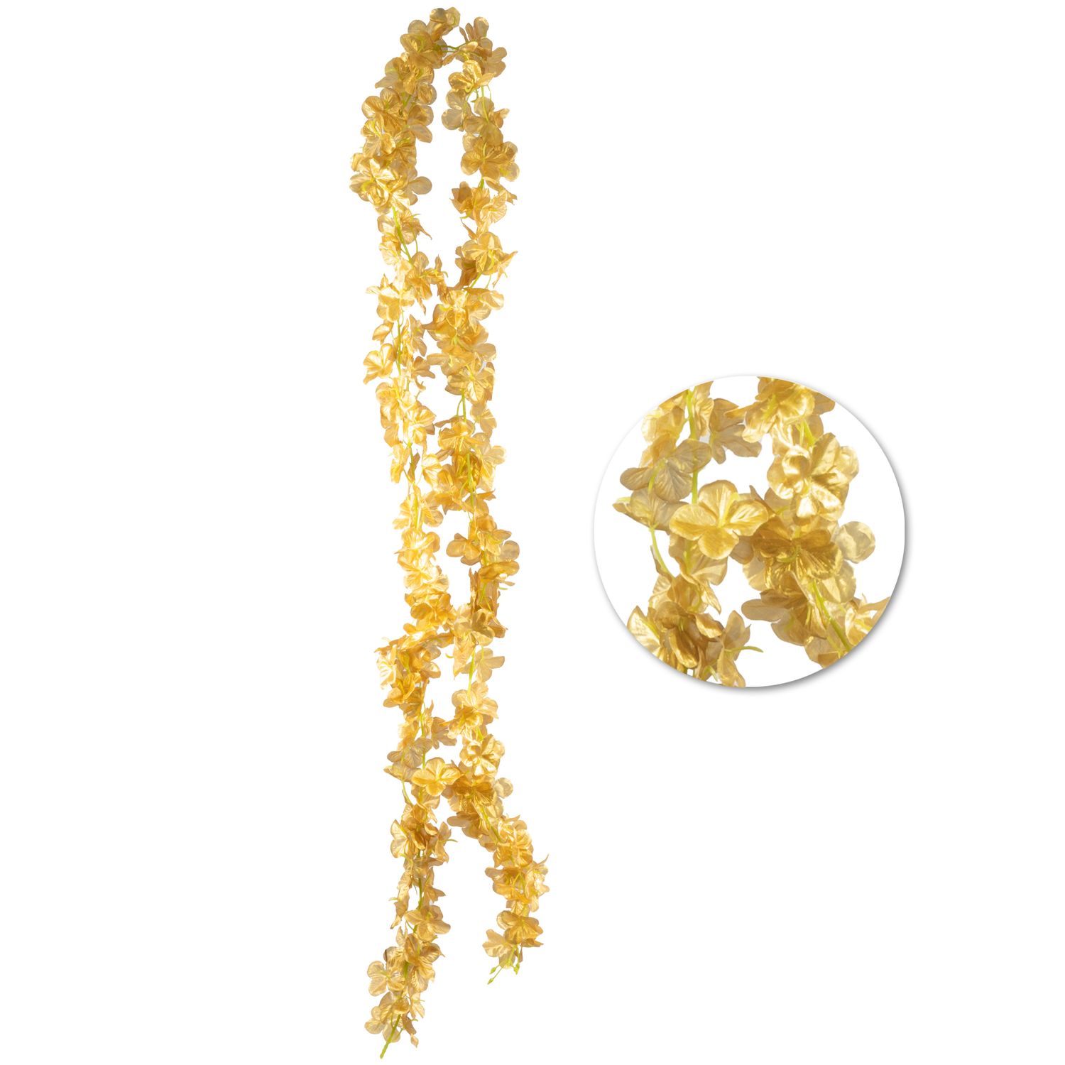 Artificial Hydrangea Flower Garland – 80" Long, Color: Gold