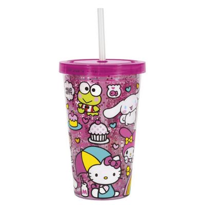 Hello Kitty and Friends Reusable 16oz Insulated Plastic Tumbler with Straw