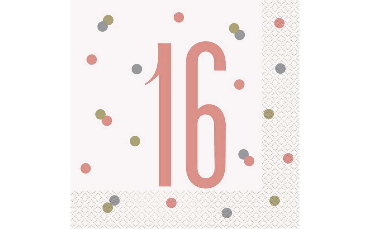 Glitz Rose Gold Luncheon Napkins – 16ct (16th Birthday)