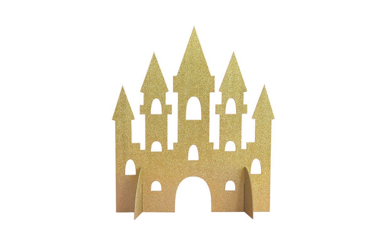 Gold Glitter Princess Castle Centerpiece  14"