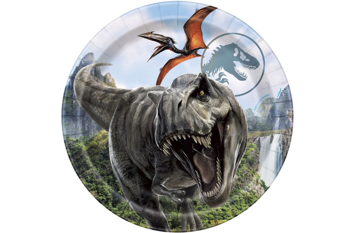 Jurassic World 4 Round 9inch Dinner Plates  8ct"