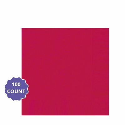 Red Solid Beverage Napkins – 100ct