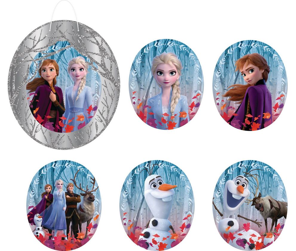 Disney Frozen Anna &amp; Elsa Table &amp; Wall Cutout Decorations, Silver/White, 10.5-in, 7-pk