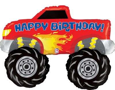 Large Shape Happy Birthday Monster Truck Balloon – 40"