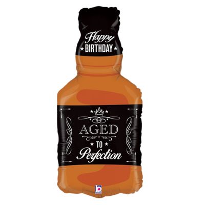 Large Shape "Aged to Perfection" Whiskey Bottle Balloon – 31"