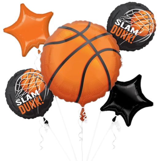 Basketball Slam Dunk Balloon Bouquet – 5pc