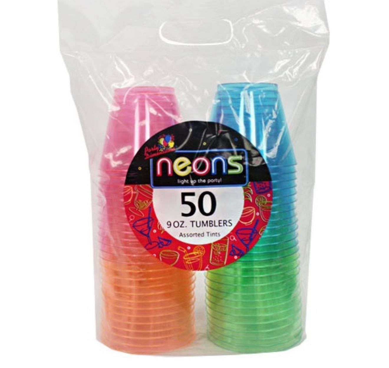 9oz Neon Assorted Tumblers – 50ct