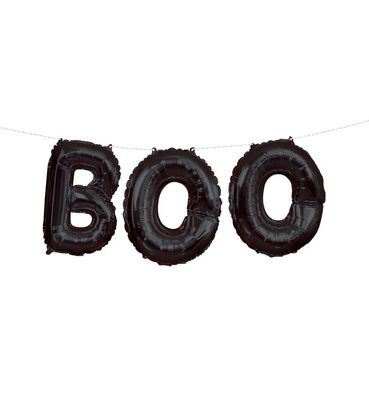 Black "Boo" Foil Letter Balloon Banner Kit  14"