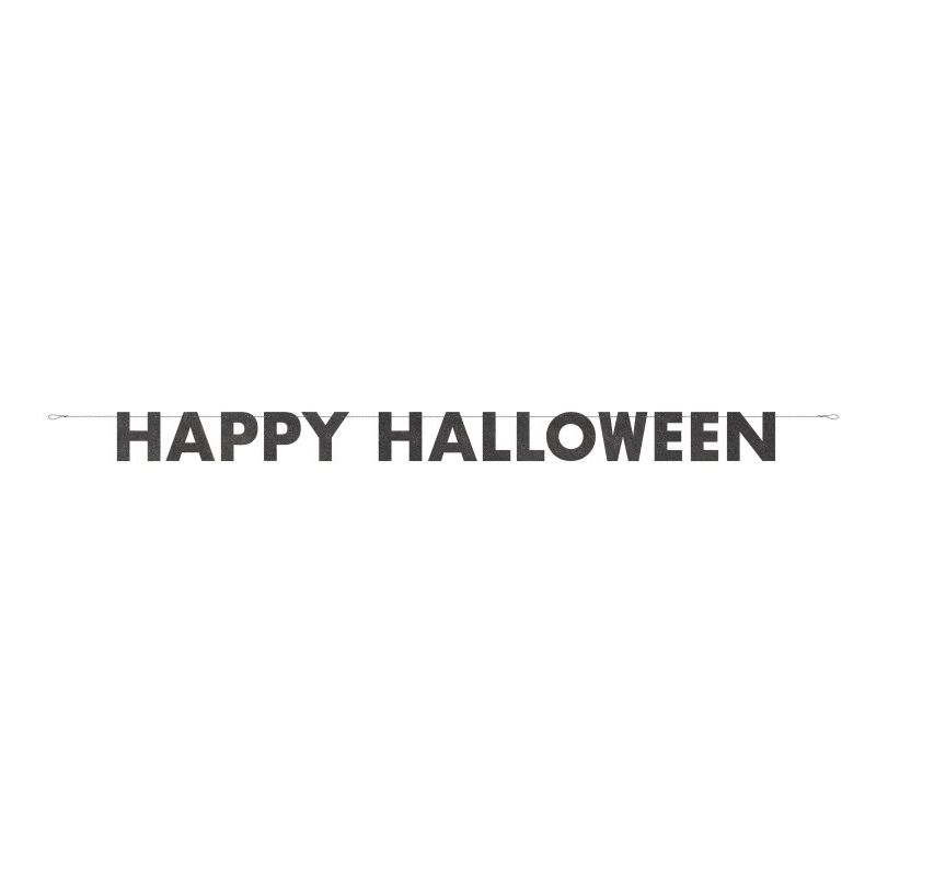 Black Glitter "Happy Halloween" Banner  9 ft