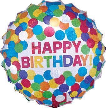Happy Birthday Primary Rainbow Holographic Foil Balloon – 28"
