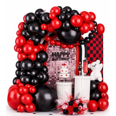 Balloon Garland Kit – 102 Pieces (Red &amp; Black)
