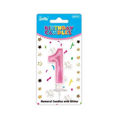 Glitter Candle Numbers Pink