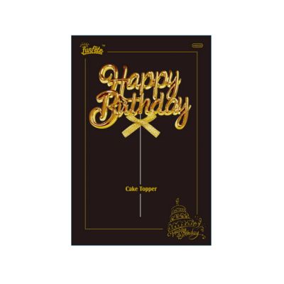 Happy Birthday Plastic Cake Topper – 7.5" x 7.7", Color: Gold
