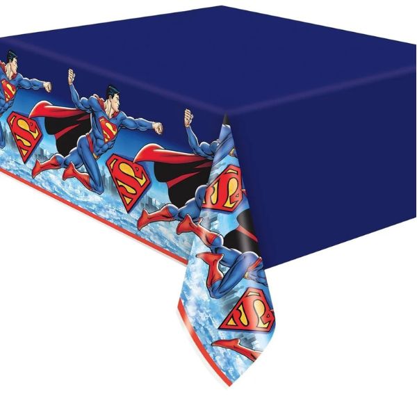 Superman Birthday Rectangular Plastic Table Cover – 54" x 84", 1 Ct