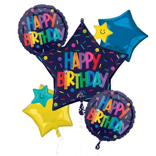 Happy Birthday Bold Balloon Bouquet – 5pcs