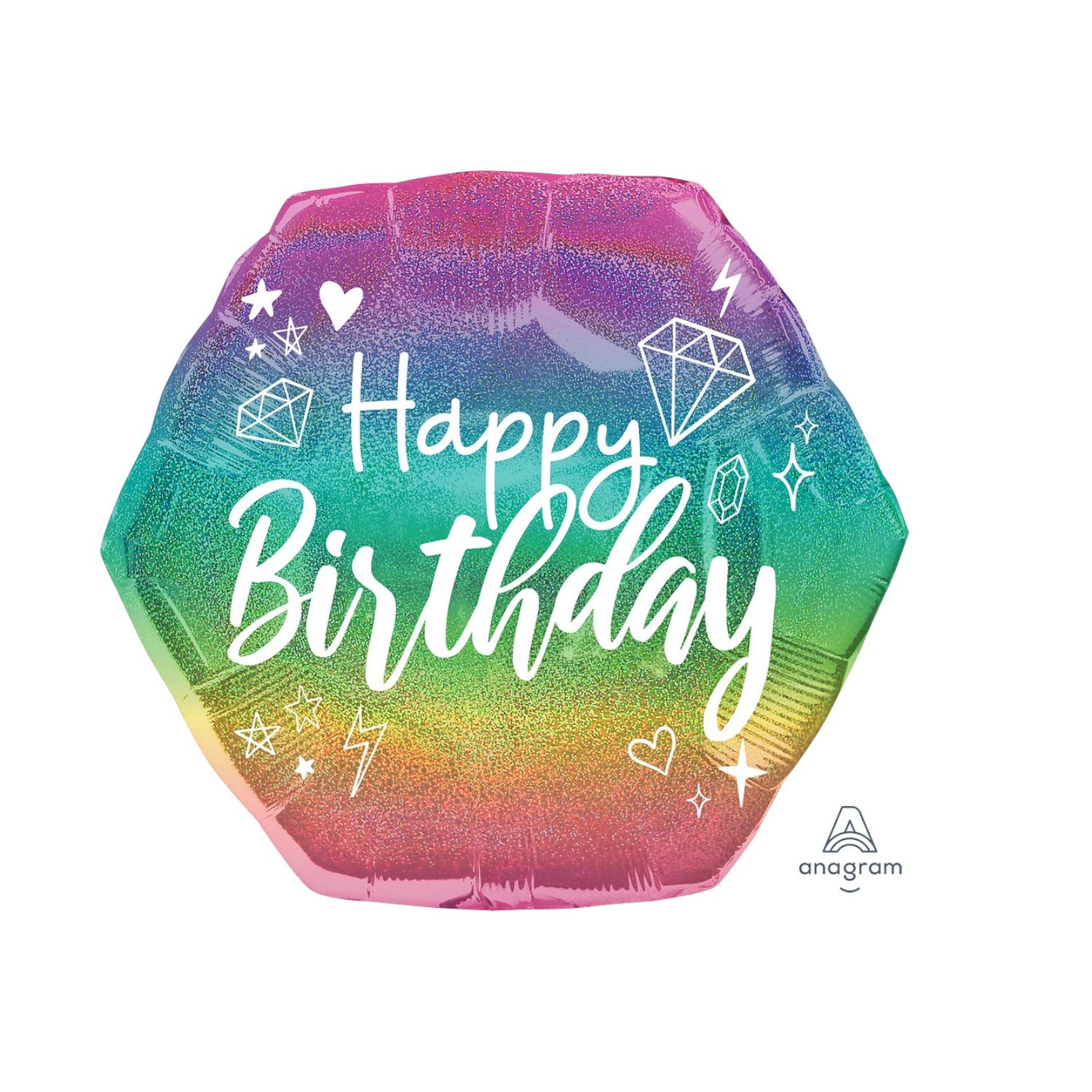 Large Shape Happy Birthday Sparkle Holographic Foil Balloon – 23"