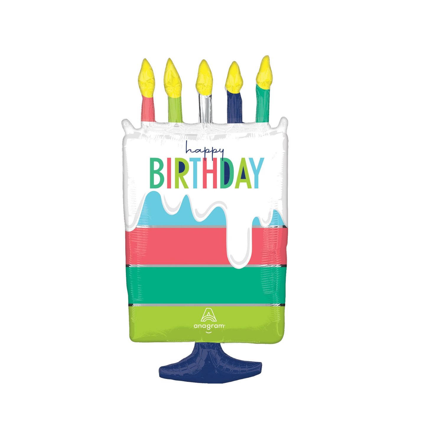Large Shape Happy Birthday Modern Cake Foil Balloon – 30"