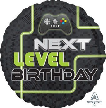 18" Happy Birthday Next Level Up Foil Balloon 18" Happy Birthday Next Level Up Foil Balloon