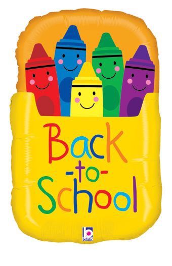 28" Back to School Crayon Box Foil Balloon