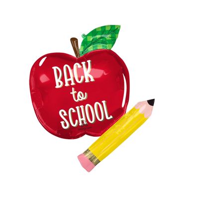 31" Back to School Apple &amp; Pencil Foil Balloon