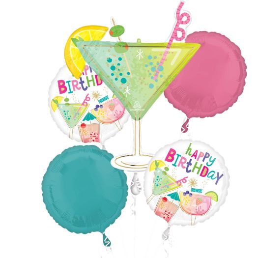 Cocktail Surprise Birthday Balloon Bouquet – 5pcs