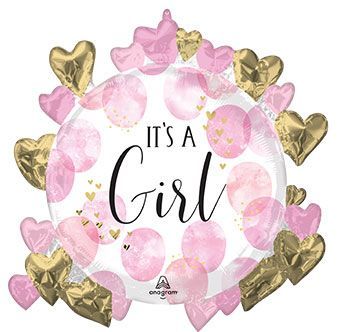 26" Baby Girl Pink Watercolor Foil Balloon