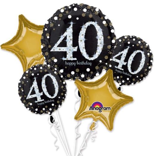 Sparkling 40th Birthday Balloon Bouquet – 5 Piece